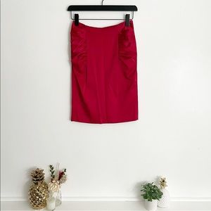 Ruched Panel Satin Pencil Skirt